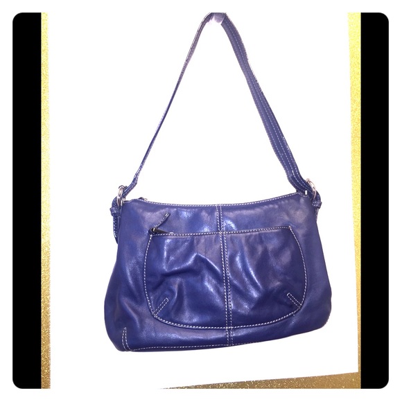 Tignanello’s Blue Genuine Leather Shoulder Bag - Picture 1 of 8
